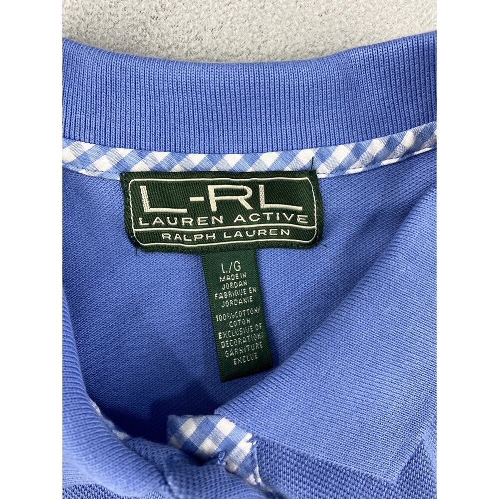 Lauren Ralph Lauren Polo Shirt Women Large Blue Button Golf Golfer Active - Picture 10 of 11